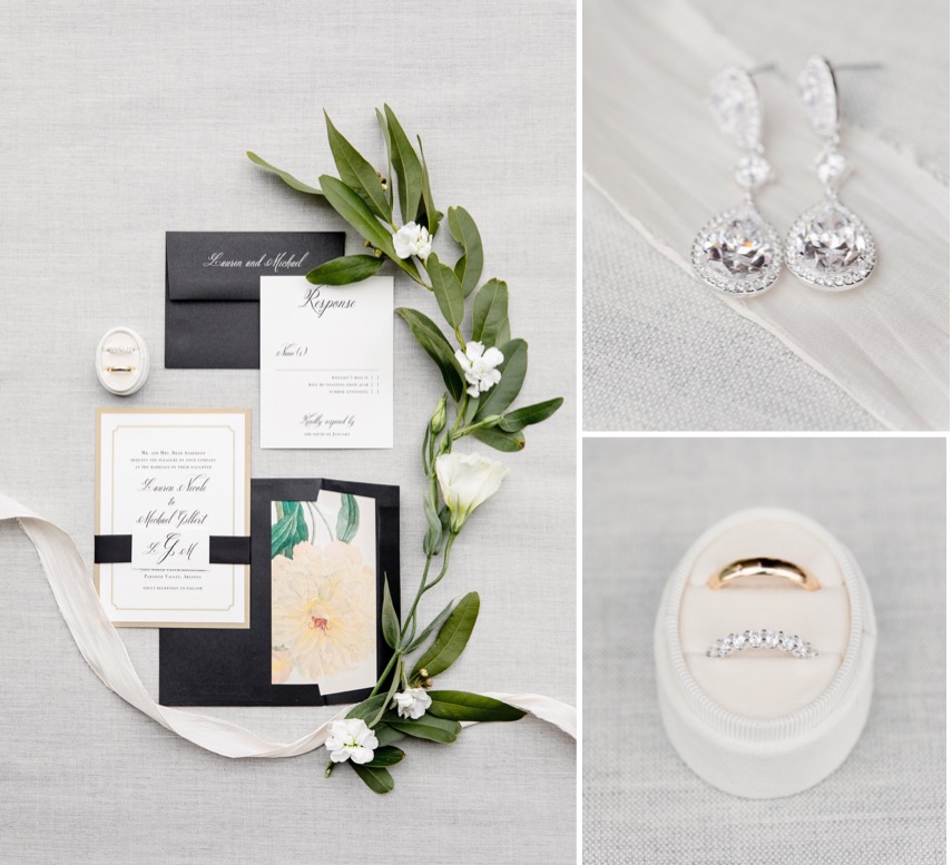 Paradise Valley Country Club wedding details and invitation suite.