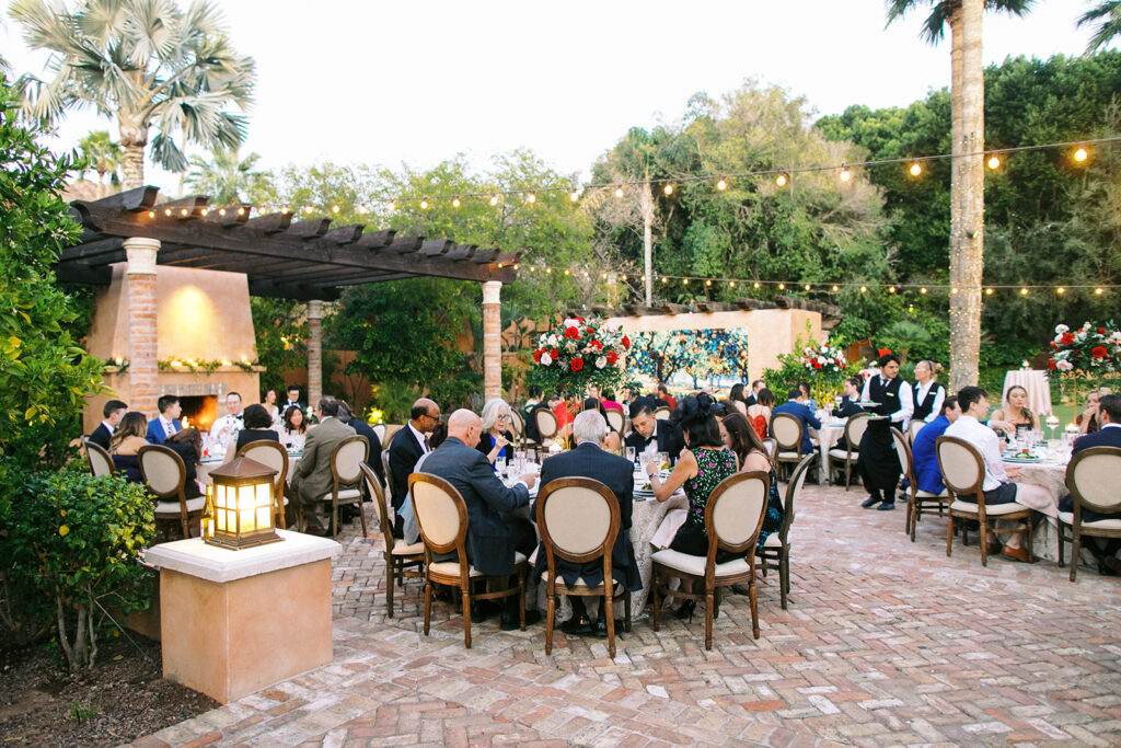guests enjoying dinner at The Royal Palms wedding reception